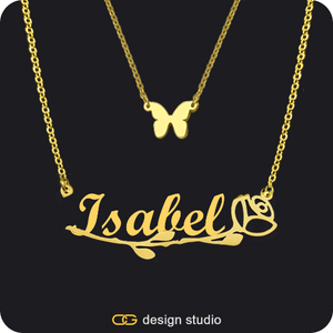 The Rosebud Underlined Name Necklace
