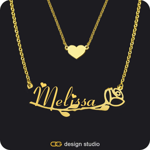 The Rosebud Underlined Name Necklace