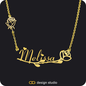 The Rosebud Underlined Name Necklace