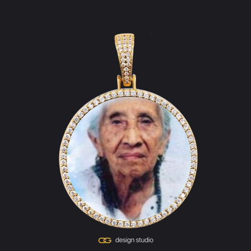 Custom Photo Pendant - Gold / Circle (4 cm) / Cuban (5mm)