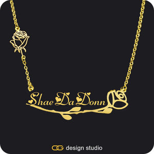 The Rosebud Underlined Name Necklace