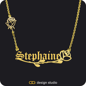 The Rosebud Underlined Name Necklace