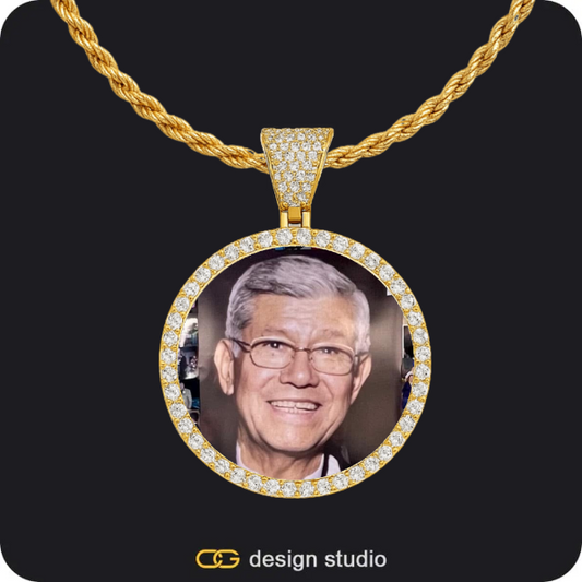 Custom Photo Pendant - Gold / Circle (3 cm) / Rope