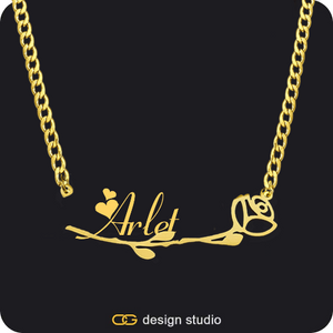 The Rosebud Underlined Name Necklace