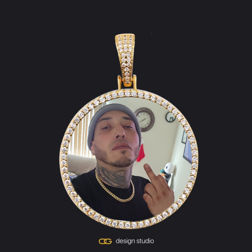Custom Photo Pendant - Gold / Circle (3 cm) / Cuban (5mm),Custom Photo Pendant - Gold / Circle (3 cm) / Cuban (3mm)