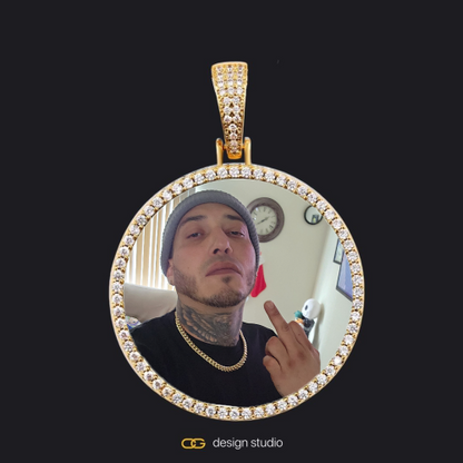 Custom Photo Pendant - Gold / Circle (3 cm) / Cuban (5mm),Custom Photo Pendant - Gold / Circle (3 cm) / Cuban (3mm)