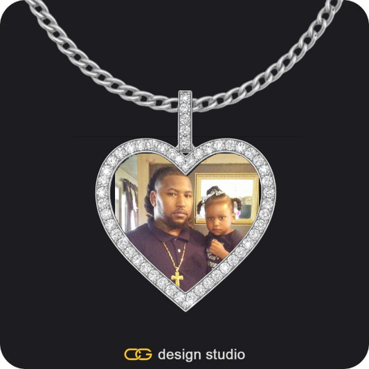 Custom Photo Pendant - Silver / Heart / Cuban (3mm)