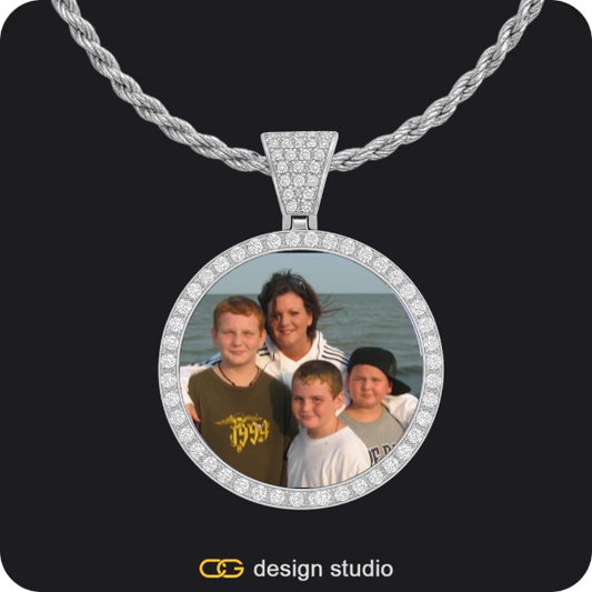 Custom Photo Pendant - Silver / Circle (3 cm) / Rope