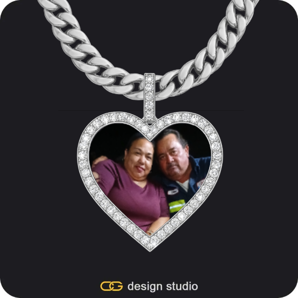 Custom Photo Pendant - Silver / Heart / Cuban (10mm)