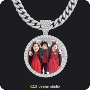 Custom Photo Pendant - Silver / Circle (3 cm) / Cuban (10mm)