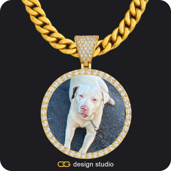 Custom Photo Pendant - Gold / Circle (4 cm) / Cuban (10mm)