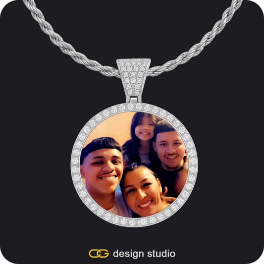 Custom Photo Pendant - Silver / Circle (3 cm) / Rope