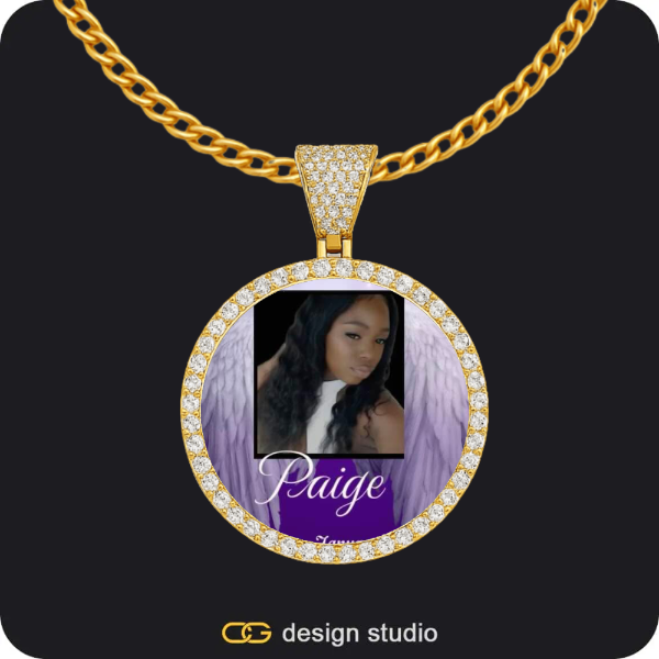 Custom Photo Pendant - Gold / Circle (3 cm) / Cuban (3mm)