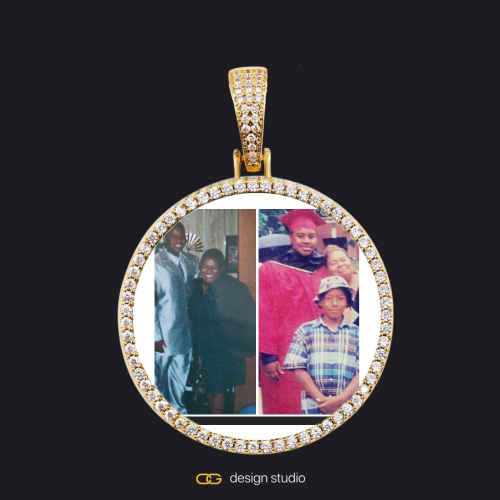 Custom Photo Pendant - Gold / Circle (4 cm) / Cuban (3mm)