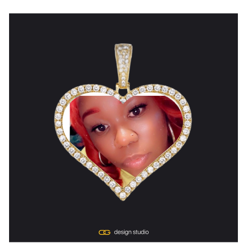 Custom Photo Pendant - Gold / Heart / Rope