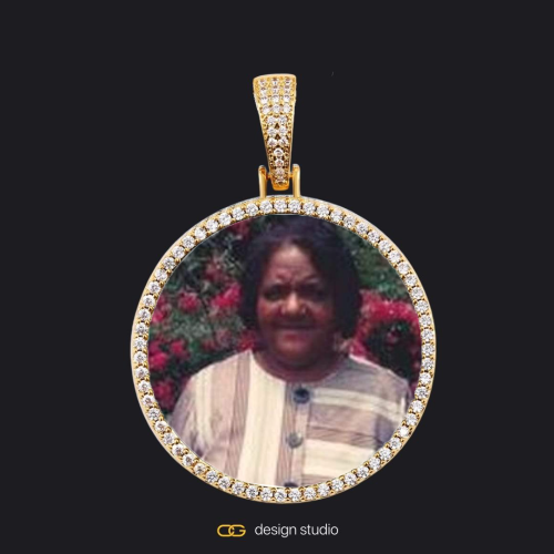 Custom Photo Pendant - Gold / Circle (4 cm) / Rope