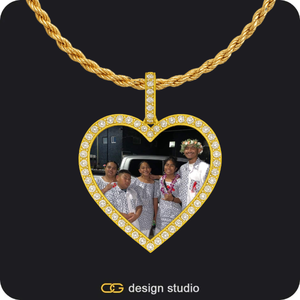 Grand victorian initial necklace - P / Silver,Custom Photo Pendant - Gold / Heart / Rope