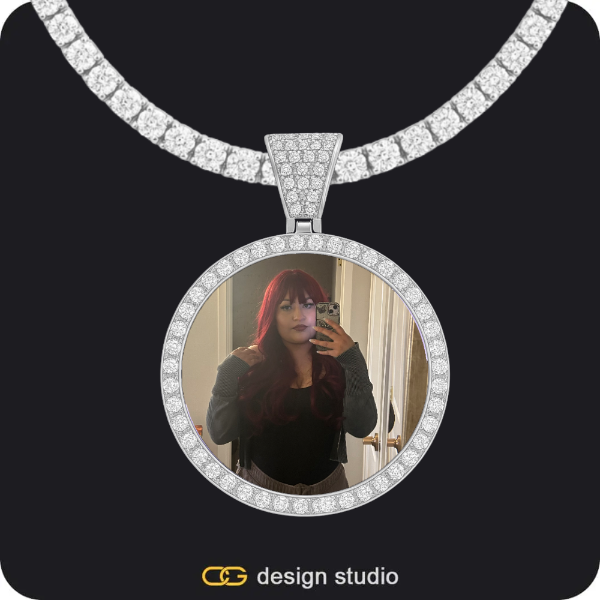 Custom Photo Pendant - Silver / Circle (3 cm) / Tennis