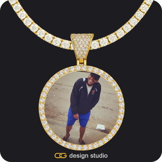 Custom Photo Pendant - Gold / Circle (4 cm) / Tennis