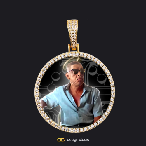 Custom Photo Pendant - Gold / Circle (4 cm) / Rope