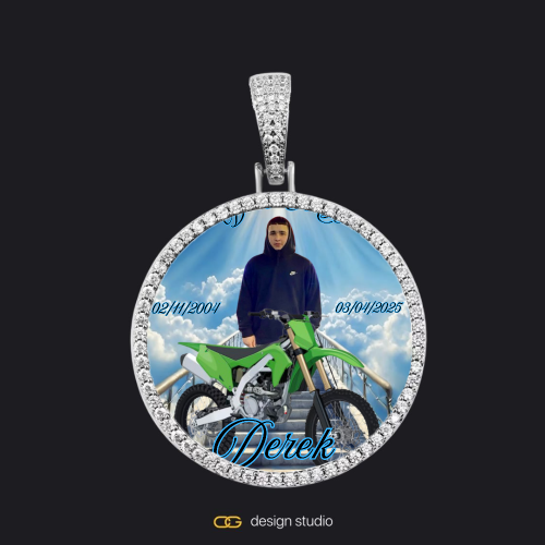 Custom Photo Pendant - Silver / Circle (4 cm) / Cuban (10mm)