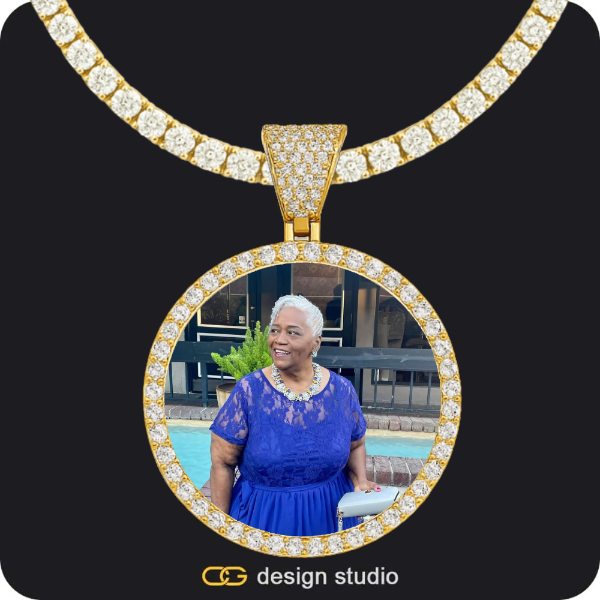 Shell Initial Necklace - Z / Silver,Custom Photo Pendant - Gold / Circle (4 cm) / Tennis