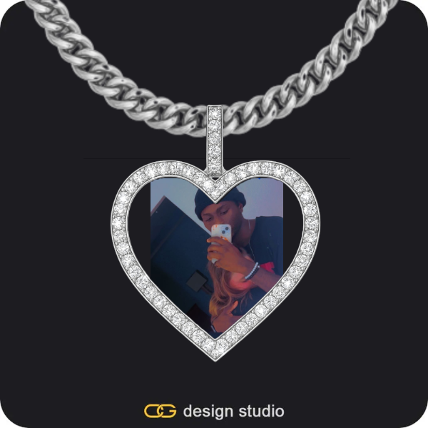Custom Photo Pendant - Silver / Heart / Cuban (5mm)