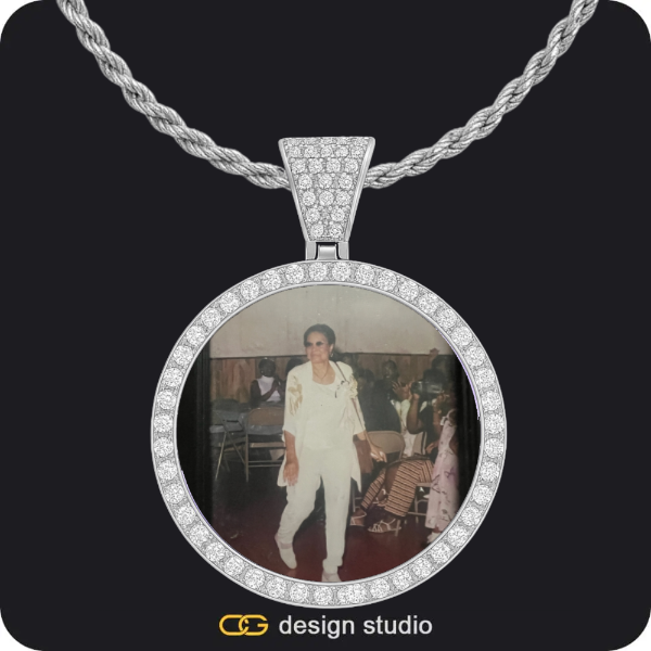 Custom Photo Pendant - Silver / Circle (4 cm) / Rope,Custom Photo Pendant - Silver / Wings / Rope