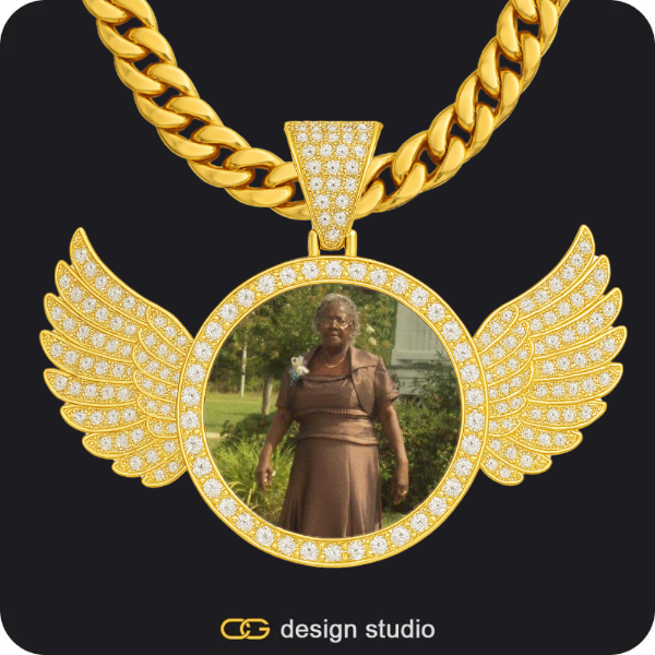Custom Photo Pendant - Gold / Wings / Cuban (10mm),Custom Photo Pendant - Gold / Wings / Cuban (10mm),Custom Photo Pendant - Gold / Circle (4 cm) / Cuban (10mm)
