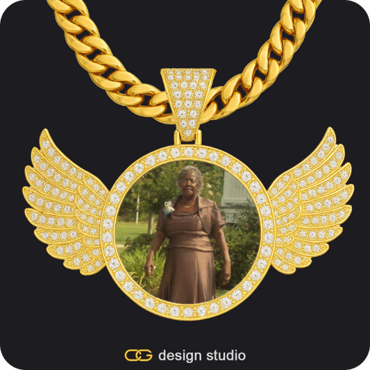 Custom Photo Pendant - Gold / Wings / Cuban (10mm),Custom Photo Pendant - Gold / Wings / Cuban (10mm),Custom Photo Pendant - Gold / Circle (4 cm) / Cuban (10mm)