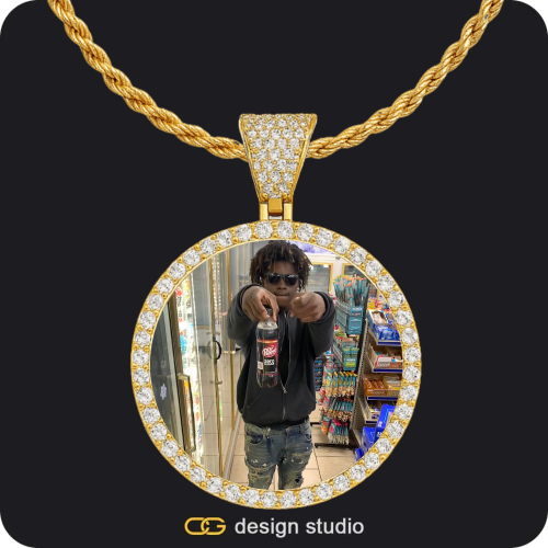 Custom Photo Pendant - Gold / Circle (4 cm) / Rope