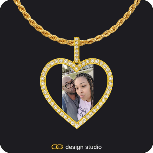 Custom Photo Pendant - Gold / Heart / Rope