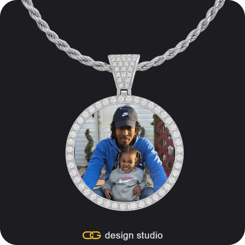 Custom Photo Pendant - Silver / Circle (3 cm) / Rope