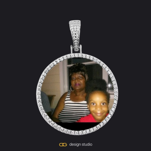 Custom Photo Pendant - Silver / Circle (4 cm) / Rope