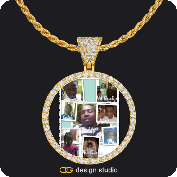 Custom Photo Pendant - Gold / Circle (4 cm) / Rope