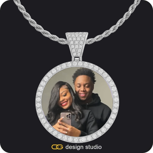Custom Photo Pendant - Silver / Circle (4 cm) / Rope