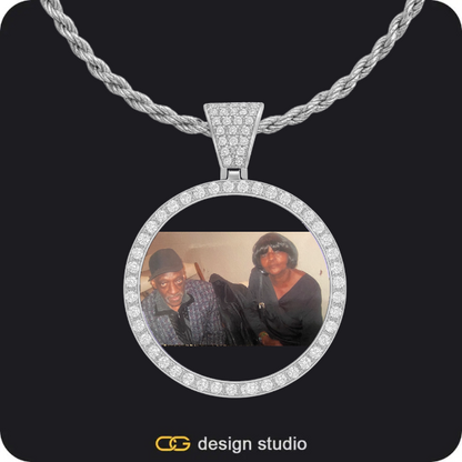 Custom Photo Pendant - Silver / Circle (3 cm) / Rope,Custom Photo Pendant - Silver / Heart / Rope