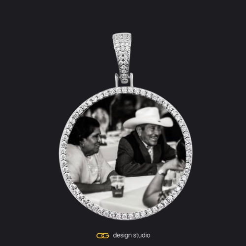Custom Photo Pendant - Silver / Circle (4 cm) / Rope