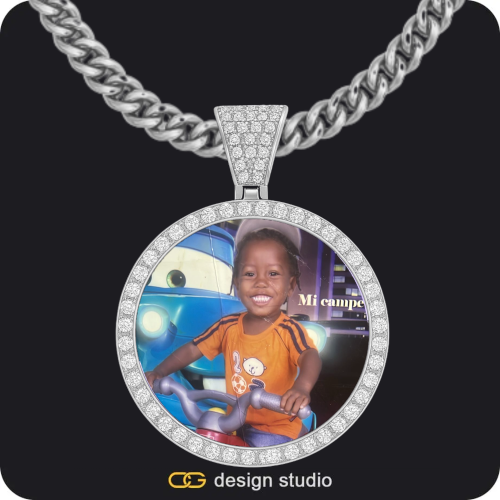Custom Photo Pendant - Silver / Circle (4 cm) / Cuban (5mm)