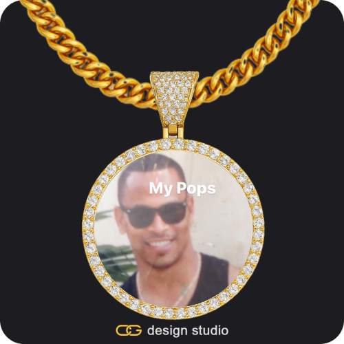 Custom Photo Pendant - Gold / Circle (4 cm) / Cuban (5mm)