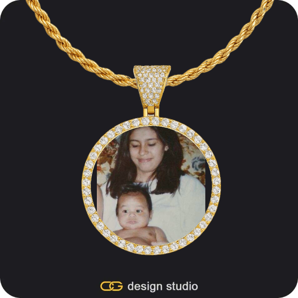 Custom Photo Pendant - Gold / Circle (3 cm) / Rope