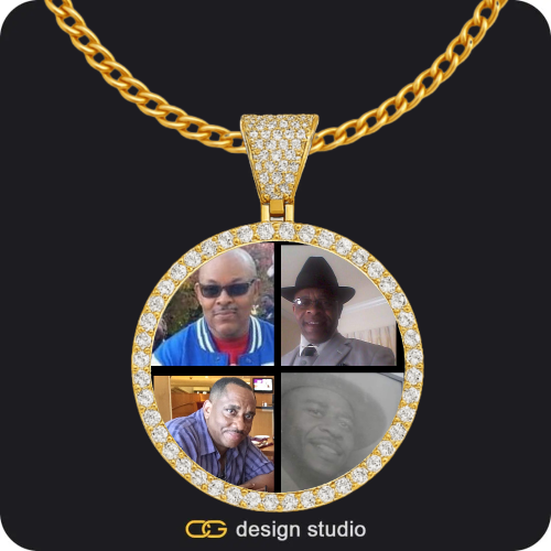 Custom Photo Pendant - Gold / Circle (4 cm) / Cuban (3mm),Clover Initial Necklace - M / 18 inch