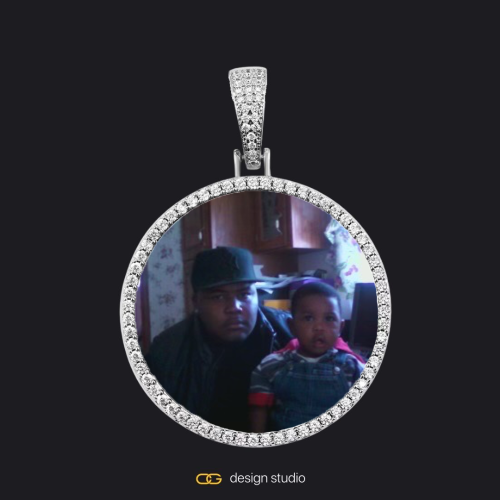 Custom Photo Pendant - Silver / Circle (4 cm) / Rope
