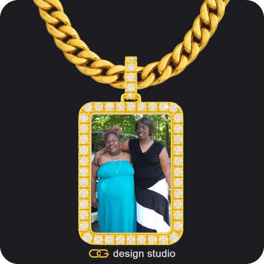Custom Photo Pendant - Gold / Rectangle / Cuban (10mm)