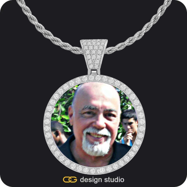 Custom Photo Pendant - Silver / Heart / Tennis,Custom Photo Pendant - Silver / Circle (4 cm) / Rope,Custom Photo Pendant - Silver / Circle (4 cm) / Rope