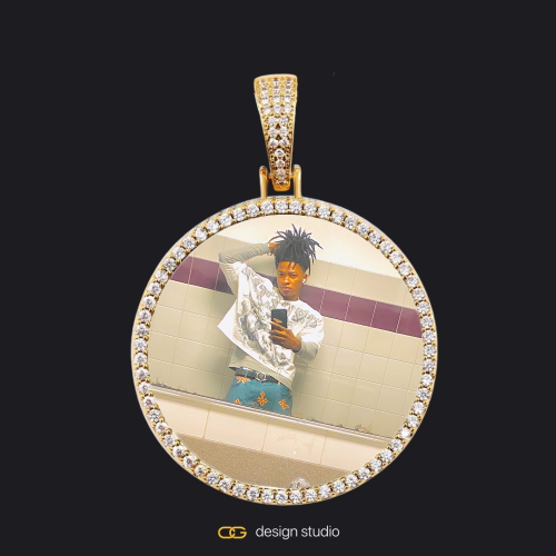Custom Photo Pendant - Gold / Circle (4 cm) / Cuban (5mm)