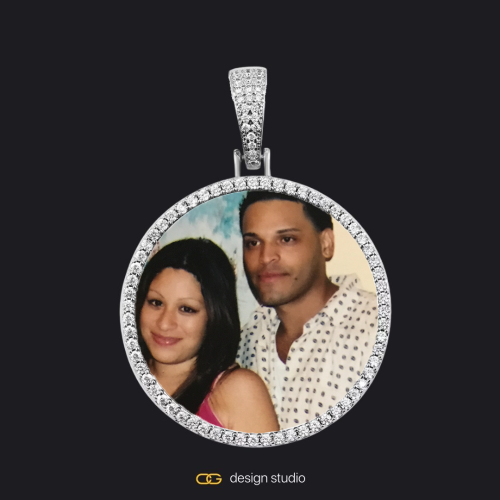 Custom Photo Pendant - Silver / Circle (4 cm) / Cuban (5mm)