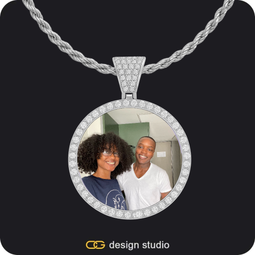 Custom Photo Pendant - Silver / Circle (3 cm) / Rope