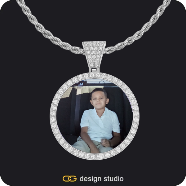 Custom Photo Pendant - Silver / Circle (3 cm) / Rope