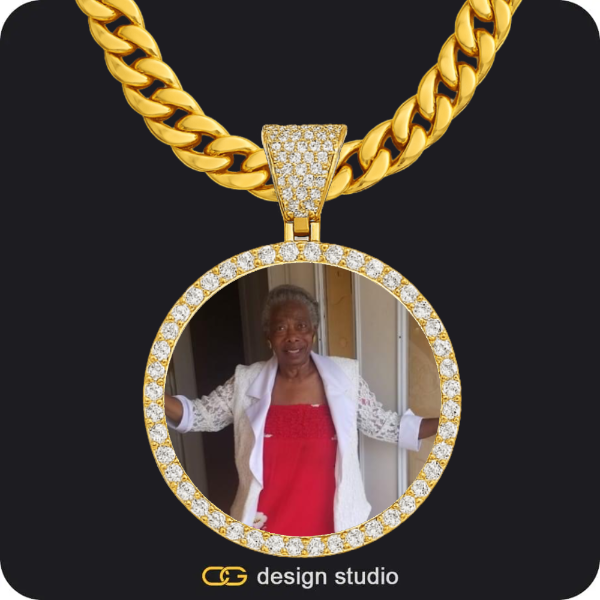 Custom Photo Pendant - Gold / Circle (4 cm) / Cuban (10mm)